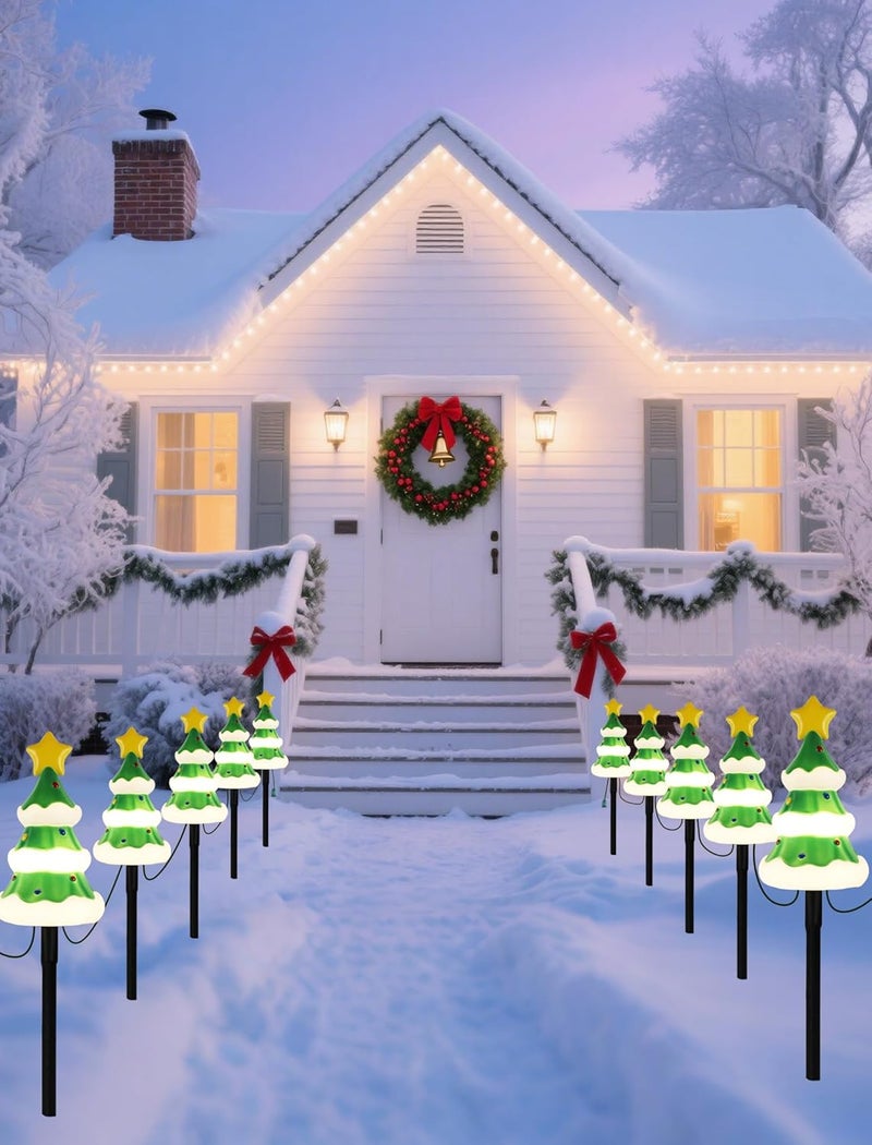Adirxon 5 Pack Outdoor Christmas Lights for Walkway, Heavy-Duty Christmas Tree Yard Stakes, Waterproof Plug-in Pathway Lights for Holiday Decor, Connectable Outdoor Decorations for Yard, Lawn - Image 4